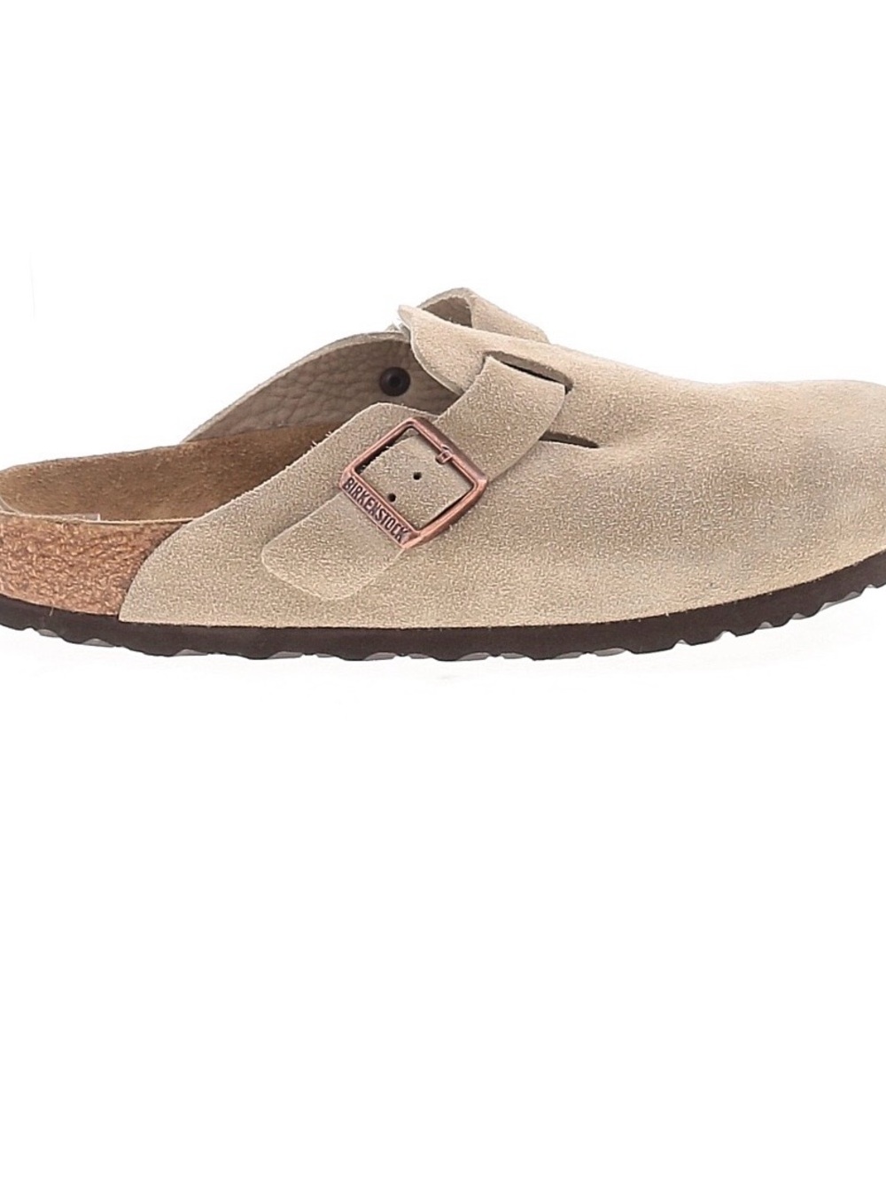 Birkenstock Beige Suede Boston Mule with Buckle